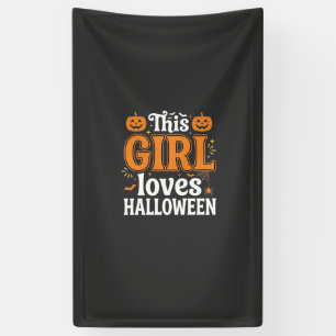 Dit meisje houdt van Halloween-typografie SVG-ontw Spandoek