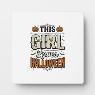 Dit meisje houdt van Halloween Vintage Shirt Desig Fotoplaat