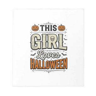 Dit meisje houdt van Halloween Vintage Shirt Desig Notitieblok
