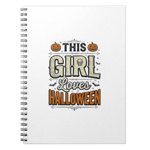 Dit meisje houdt van Halloween Vintage Shirt Desig Notitieboek
