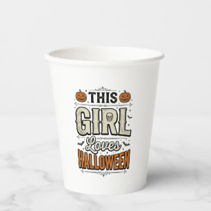 Dit meisje houdt van Halloween Vintage Shirt Desig Papieren Bekers
