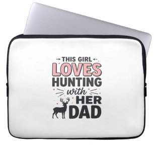 Dit meisje houdt van jagen met haar vader vintage laptop sleeve