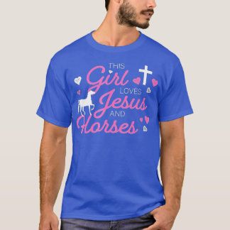 Dit meisje houdt van Jezus en paarden T-shirt