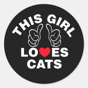 Dit meisje houdt van katten ronde sticker