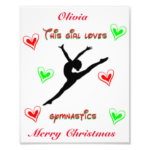 Dit meisje houdt van kerst met gymnastiek foto afdruk