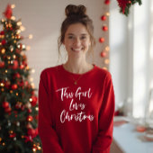 Dit meisje houdt van kersttrendy penseelscript t-shirt