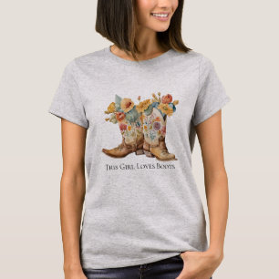 Dit meisje houdt van laarzen cowboylaarzen bloemen t-shirt