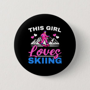 Dit meisje houdt van skiën Skister Skilopen Winter Ronde Button 5,7 Cm
