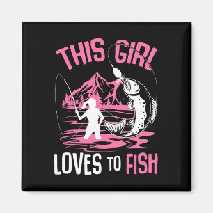 Dit meisje houdt van vissen Vist meisjes Magneet