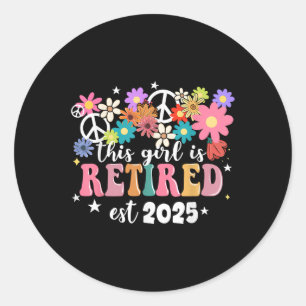 Dit meisje is gepensioneerd 2025 Retro Shirt Flora Ronde Sticker