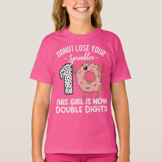 Dit meisje is nu 10e verjaardag donut met twee cij t-shirt