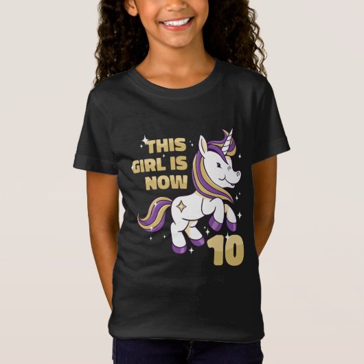 Dit meisje is nu 10th Birthday meisje met twee cij T-shirt (Voorkant)
