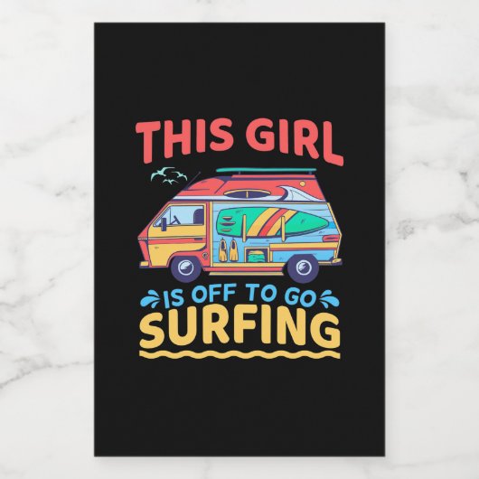 Dit meisje is weg om te surfen voedselcontainer etiket (Enkel label)