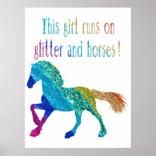 Dit meisje loopt op Glitter en Paarden Poster