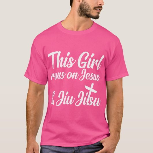 Dit meisje loopt op Jezus en Jiu Jitsu Christelijk T-shirt (Voorkant)