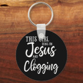 Dit meisje loopt op Jezus en klaagt over de Clog D Sleutelhanger (Voorkant)