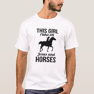 Dit meisje loopt op Jezus en paarden. Equestrian T-shirt