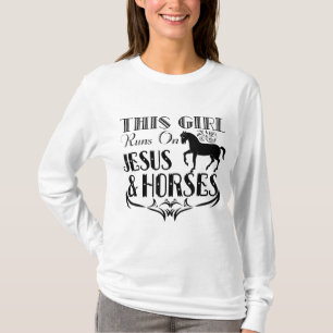 Dit meisje loopt op Jezus en paarden - paardenmoor T-shirt