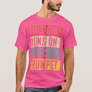 Dit meisje loopt op Jezus en trompet Tshirt Marchi