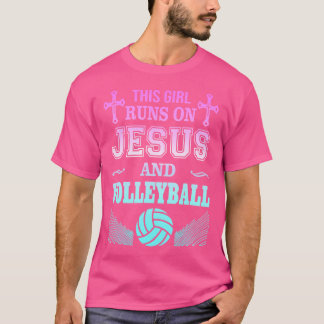 Dit meisje loopt op Jezus en Volleybal T-shirt