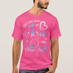 Dit meisje loopt op Jezus en Volleybalspeler Chri T-shirt