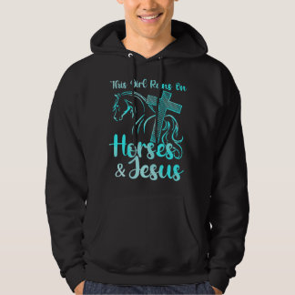 DIT MEISJE REND OP PAARDEN & JESUS Christelijke Ru Hoodie