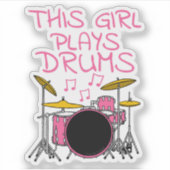 Dit meisje speelt drums, Vrouw drummer Sticker (Voorkant)