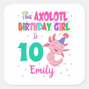 Dit meisje van Axolotl is een amfibische salamande Vierkante Sticker