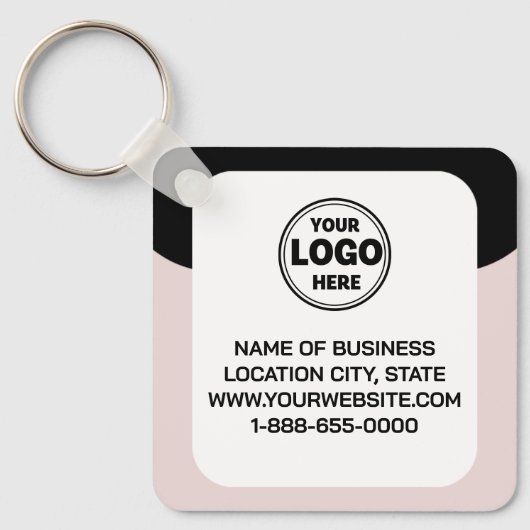 Dit moderne en strakke zwart | Logo- en QR-code Sleutelhanger (Voorkant)