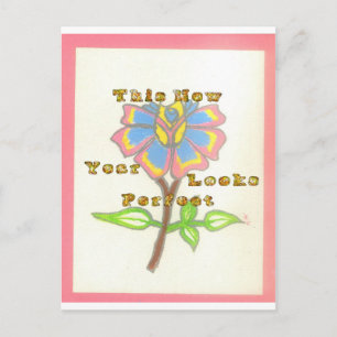 Dit nieuwe jaar ziet er perfect uit Floral Text Ar Briefkaart