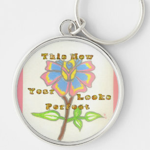 Dit nieuwe jaar ziet er perfect uit Floral Text Ar Sleutelhanger