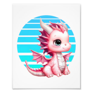Dit ontwerp heeft een schattige roze draak met gro foto afdruk