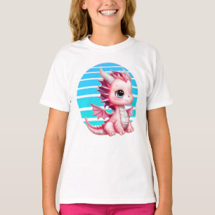 Dit ontwerp heeft een schattige roze draak met gro t-shirt