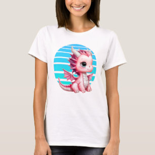Dit ontwerp heeft een schattige roze draak met gro t-shirt