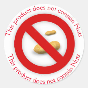 Dit product bevat geen noten ronde sticker