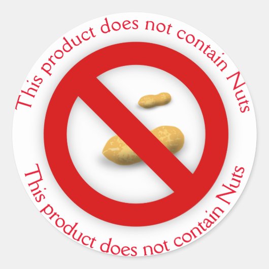 Dit product bevat geen noten ronde sticker (Voorkant)