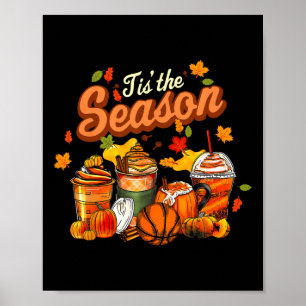 Dit seizoen pompoen blad latte Herfst volleybal Poster