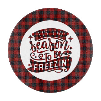 Dit seizoen Red Black Fun Christmas Quote Plaid Snijplank