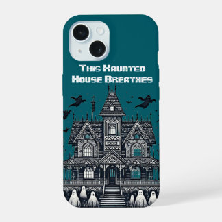 Dit spookhuis ademt enge vibraties geesten iPhone 15 hoesje