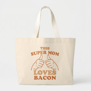 Dit super MOM houdt van Bacon Gift Idee Grote Tote Bag