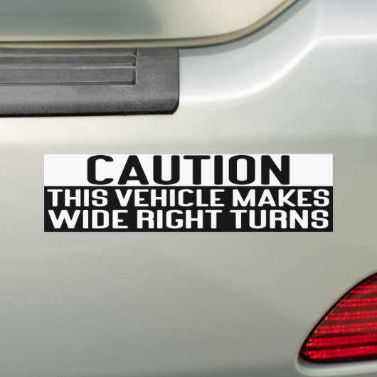 Dit voertuig maakt brede bochten naar rechts bumpersticker (Op auto)
