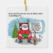 Dites à Père Noël carré ornement céramique (Devant)