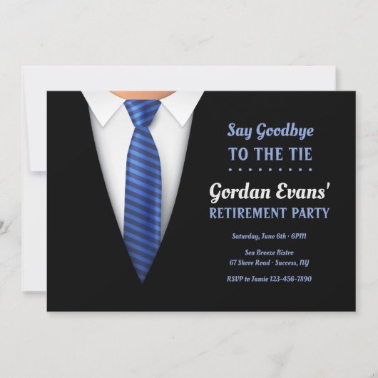 Dites adieu à la Cravate Retraite Party Invitation (Devant)