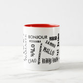 Dites bonjour dans la tasse différente de langues (Centre)