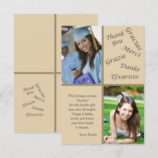 Dites les notes de Merci de photo de mercis (Devant / Derrière)