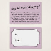 Dites non à l'emballage Baby shower Mauve carte ca (Devant & derrière)