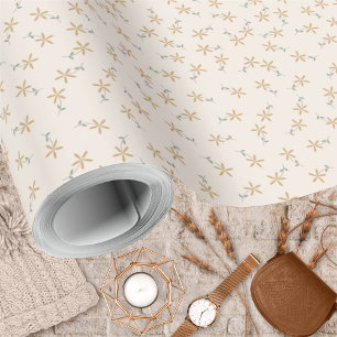 Ditsy bloemen - aardetone robuust op witte cement cadeaupapier