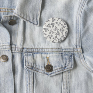Ditsy bloemen in grijs ronde button 5,7 cm