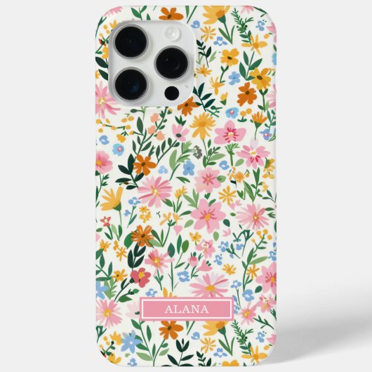 Ditsy Bloementuin Monogram Case-Mate iPhone Case (Achterkant)