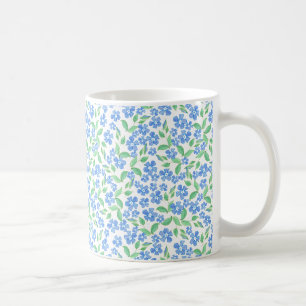 Ditsy Blue White Periwinkle Flowers Koffiemok
